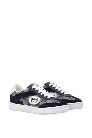 blue leather sneakers GUCCI KIDS | 812674AAE2T4056
